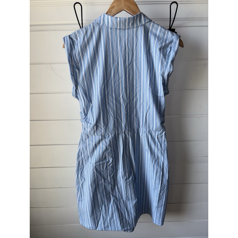 Veronica Beard Ferris Ruched Blue & White Striped Dress Stretch Cotton Size: 8 - Picture 4 of 9